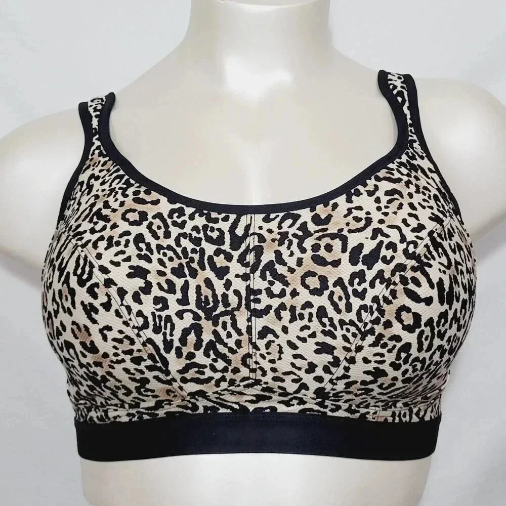 38DD‎ Felina 215152 Unity Unlined Wire Free Sports Bra Leopard Print NWT